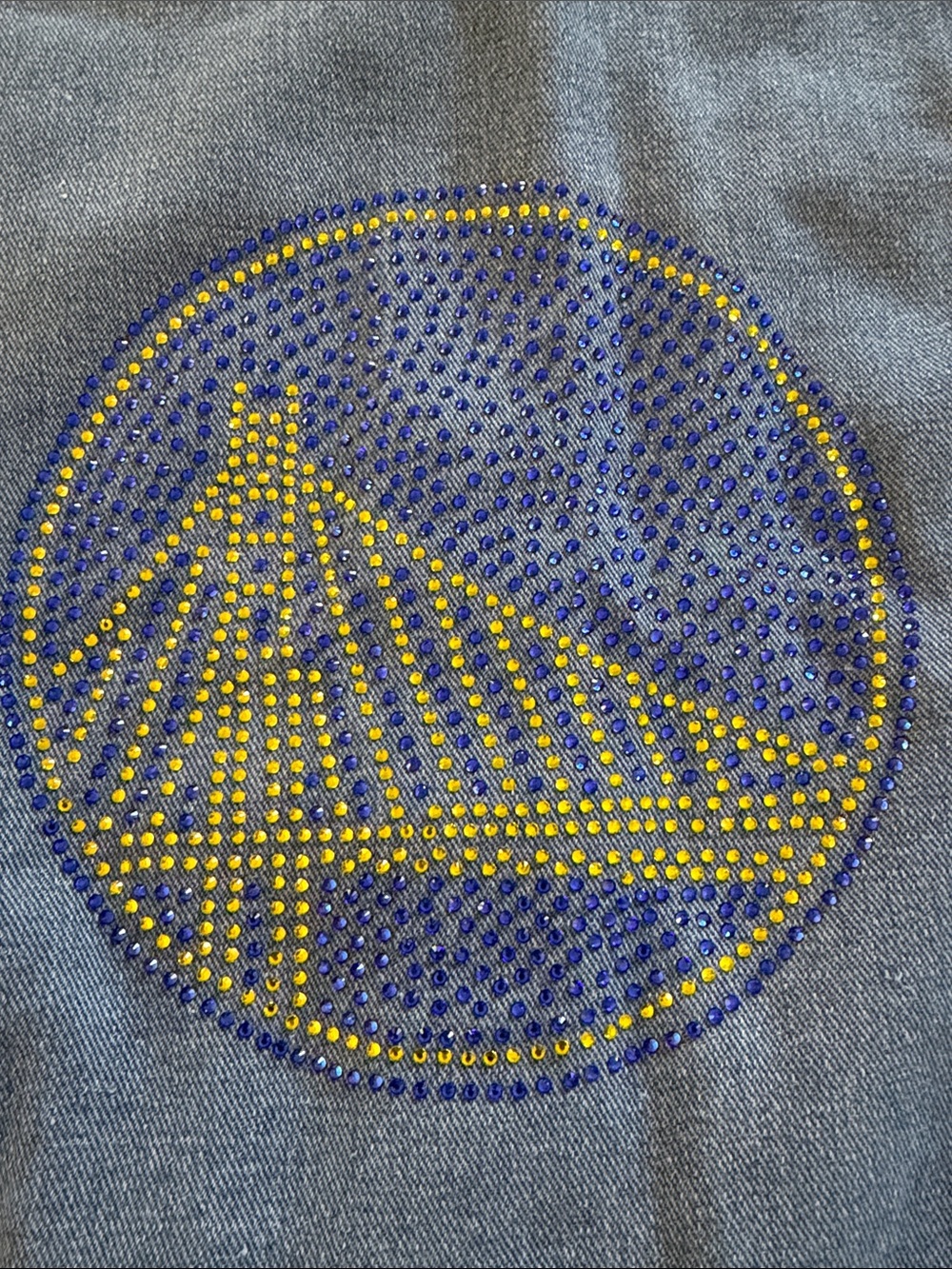 Golden State Warriors jean jacket. Custom designed w/ swarovski rhinestones. - Picture 2 of 6